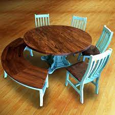 Including one table and four chairs, this set is ideal for any home. Curved Bench Dining Set Cowhide Western Furniture