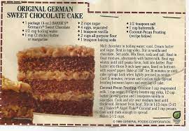 Vintage Baker S German S Sweet Chocolate Cake Recipe German Chocolate Cake Recipe German Sweet Chocolate Cake Recipe Bakers German Chocolate Cake