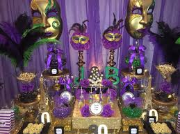 Mardi gras mask cutouts $5.95 per package. Birthday Masquerade Party Candy Buffet In Purple Green Black And Gold Mardi Gras Party Theme Gold Party Favors Mardi Gras Party Decorations
