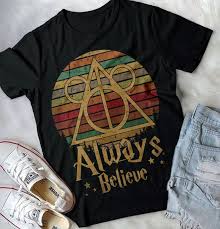 Find all things harry potter at waterstones: Harry Potter Deathly Hallows Always Believe Vintage Shirt Ladies Shirt