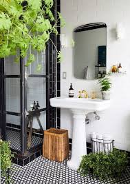 Black And White Bathroom Decor Ideas Gravity Home Black And White Bathroom With Plants In A Designer S Eclectic Brooklyn Brownstone Bathroom Design Bathroom Decor Bathrooms Remodel