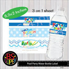 Pool Party Water Bottle Label Custom Birthday Water Bottle Etsy Water Party Custom Birthday Custom Labels