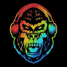 80s Angry Animal Ape Art Beast Bright Cartoon Character Colorful Cool Danger Design Disco Dj Earphones Eyeglasses Face Vector Illustration Illustration Vector