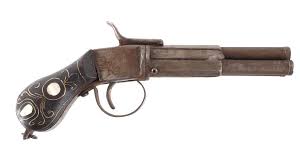 Ornate Three Barrel Percussion Pepperbox Pistol sold at auction on 23rd March | Bidsquare
