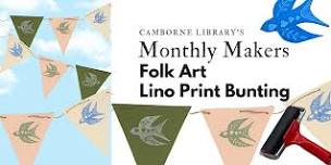 Monthly Makers - Folk Art Lino Print Bunting