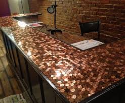 How to make a bar top with pennies and epoxy.••• Diy Penny Countertops Oscarsplace Furniture Ideas