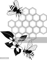 Black And White Orange Blossom Clip Art A Vector Illustration Of Honey Bees With Honeycomb And Orange Honey Bee Drawing Bee Drawing Bee Illustration