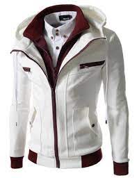 Lcj10 Thelees Double Zipper Hood Jacket White Large Us Medium Thelees Http Www Amazon Com Dp B00i0j1 Mens Casual Outfits Mens Outfits Mens Clothing Styles