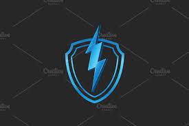 Blue Bolt Lightning Shield Electric Lightning Logo Lightning Blue Lightning