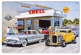 Old shell gas station logo. Hot Rod Reproduction Shell Gas Station Sign By Jack Schmitt 12x18 Reproduction Vintage Signs