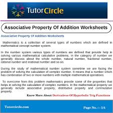 According to the associative property of addition, the sum of three or more numbers remains the. Associative Property Of Addition Worksheets By Tutorcircle Team Issuu