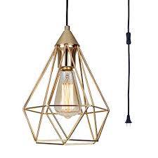 Seeblen Champagne Gold Hanging Light Modern Pendant Light With 15 Ft Plug In Cord Light Fixture In Line Plug In Pendant Light Gold Hanging Lights Pendant Light