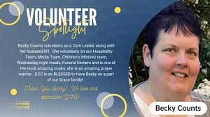 Becky Counts volunteers as a Care Leader along with her husband Bill. She  volunteers