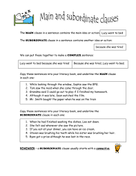 Main And Subordinate Clauses Teaching Sentences Subordinate Subordinating Conjunctions