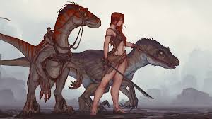 Woman With Raptors Inspired By Ark Survival Evolved Followme Cooliphone6case On Twitter Facebook Googl Ark Survival Evolved Dinosaur Art Character Art