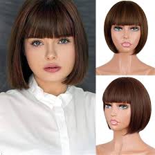 Toppers de corona de pelo de 10 "con flequillo para mujeres con  adelgazamiento de pelo sintético estilo Bob Topper Wiglet postizos, marrón  claro : Amazon.es: Belleza