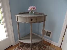 Hand Painted Gray Green Corner Table Etsy Corner Accent Table Corner Table Table