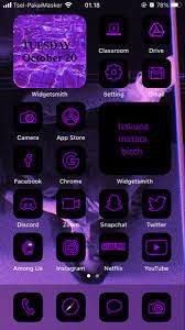 Install amazing themes and skins on your iphone using shortcuts app, widgets and wallpapers. Ios14 Homescreen Aesthetic Purple Neon Ideas Inspiration Iphone Wallpaper App Wallpaper Iphone Neon Snapchat Ios