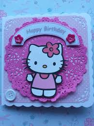 Hello kitty wrapping paper with birthday card and gift tag. Hello Kitty Themed Card Www Facebook Com Pages Scrappycat Cards 214890271890861 Girl Birthday Cards Hello Kitty Birthday Cards Handmade