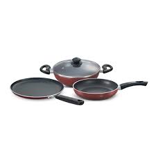 Buy Prestige Omega Deluxe Induction Base Non-Stick Aluminium, Glass Kitchen  Set, 3-Pieces, Red Online at Low Prices in India - Amazon.in