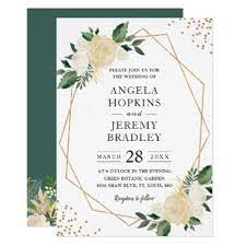 Modern Geometric Frame Nature Green Floral Wedding Invitation Zazzle Com Floral Wedding Invitations Geometric Wedding Invitation Modern Wedding Invitations