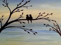 Silhouette Bird Paintings On Canvas Love Birds Acrylic Painting Canvas Art Bird Lover Christmas Gift Silhouette Acrylic Painting On Canvas Wal Artwork Painting Canvas Painting Silhouette Painting