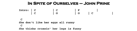 We're gonna spite the noses right off of our faces. John Prine In Spite Of Ourselves Guitar Lesson Tab Chords Jgb
