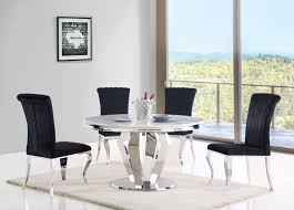Optro round glass dining table and 4 naples grey dining. Round Grey Marble Dining Table 4 Black Chairs Homegenies