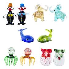 Pack Of 2 Hand Blown Animal Figurines Art Glass Animal Collection Paperweight Table Centerpiece Ornament Creative Gift Animal Figurines Glass Animals Glass Art