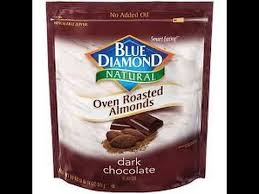 There are 160 calories in 1 serving, 24 nuts (1 oz) of blue diamond dark chocolate oven roasted almonds. Blue Diamond Dark Chocolate Almonds Review Youtube