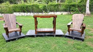 Adirondack chairs and table set. Pallet Adirondack Chair And Table Set
