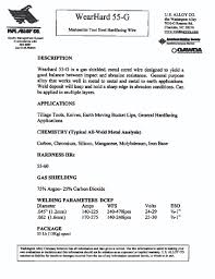Technical Data Sheets Washington Alloy Welding Products