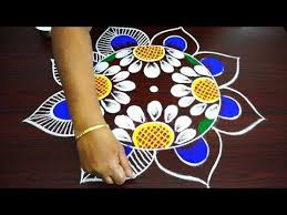 Amazing Simple Rangoli For New Year 2019 Best Pongal Kolam Colour Freehand Muggulu Youtube Simple Flower Design Rangoli Designs Simple Rangoli
