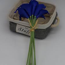 Creamy roses, cafe au lait dahlias, and plenty of foliage will make for a gorgeous autumnal affair. Royal Blue Calla Lily Wedding Bouquet Diy Flowers Vanrina