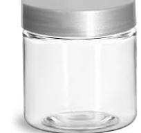 4 oz Clear PET Straight Sided Jars w/ Silver Smooth Lined Caps