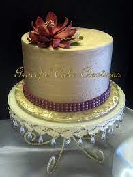 Gold And Burgundy Butter Cream Bridal Shower Cake Cake Cake Creations Indian Cake