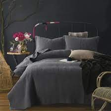 aivedo 100 coton luxueux broderie couvre lit boutis 230x250cm 2 taie d oreiller matelasse gris fonce ac couvre lit boutis oreiller matelassee couverture lit
