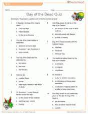 We've recieved letters from readers all over the us and we're here to answer every single questions you got for us! Printable Day Of The Dead Quiz Teaching Dia De Los Muertos Grades 4 12 Teachervision
