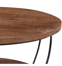 EVA-Mesa de centro redonda D.65 cm de madera maciza de mango y metal negro 