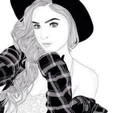 Black And White Woman Drawing Pin On Drawings
