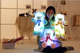 New Music Playing Luminous Stuffed Bear Toy Led Light Up Plush Doll Glow Teddy With Tie Pillow Auto Co Bear Plush Toy Teddy Bear Toys Teddy Bear Stuffed Animal