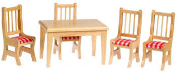 Over 40,000 miniature products offered! Dolls House Oak Table Amp Chairs Red Gingham Miniature Dining Room Furniture Set Fruugo Ae