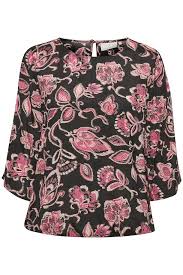 5 out of 5 stars. Black Pink Flower Print Blouse With Long Sleeve Fra Kaffe Kob Black Pink Flower Print Blouse