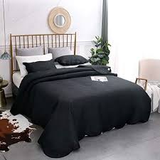 Veeyoo Bedspread Coverlet Set 3 Pieces Soft Microfiber Lightweight Comforter Quilt Set For All Season Full Queen Black Good