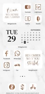 App Icons Ios 14 White Rose Gold App Covers Rose Gold App Etsy Gold App App Icon App Covers