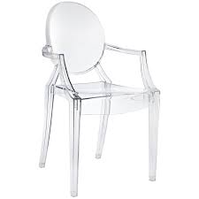 Philippe Starck Style Louis Ghost Chair In Clear Eei 121 Clr By Lexmod Clear Dining Chairs Dining Arm Chair Acrylic Chair