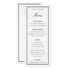 Black And White Invitation Card Design Elegant Wedding Dinner And Drinks Black White Menu Zazzle Com Wedding Dinner Elegant Wedding Elegant Wedding Menu