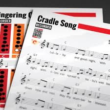Recorder Sheet Music Cradle Song W Fingering Chart Extras