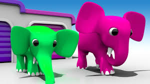 Cartoons Elephants Garage To Learn Colors For Children 3d Kids Learning Videos Youtube