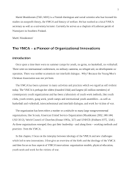 Pdf The Ymca A Pioneer Of Organizational Innovations Revised Draft